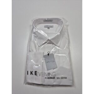 Ike Behar Evening Dress Shirt Mens 18.5 32/33 White Twill Spread Collar Formal